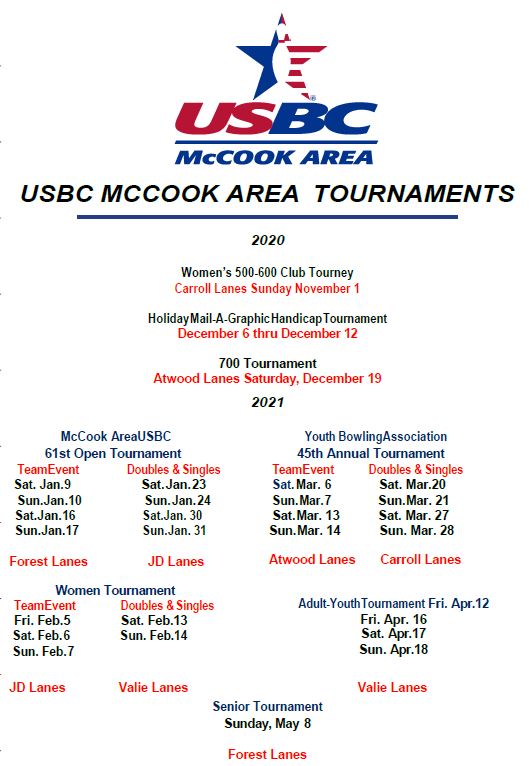 Calendar/Tournaments - McCook Area USBC #86651